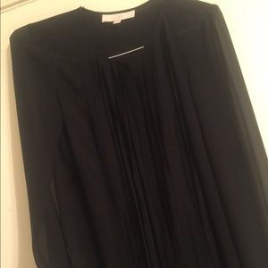 Loft /Ann Taylor black sheer long sleeve blouse